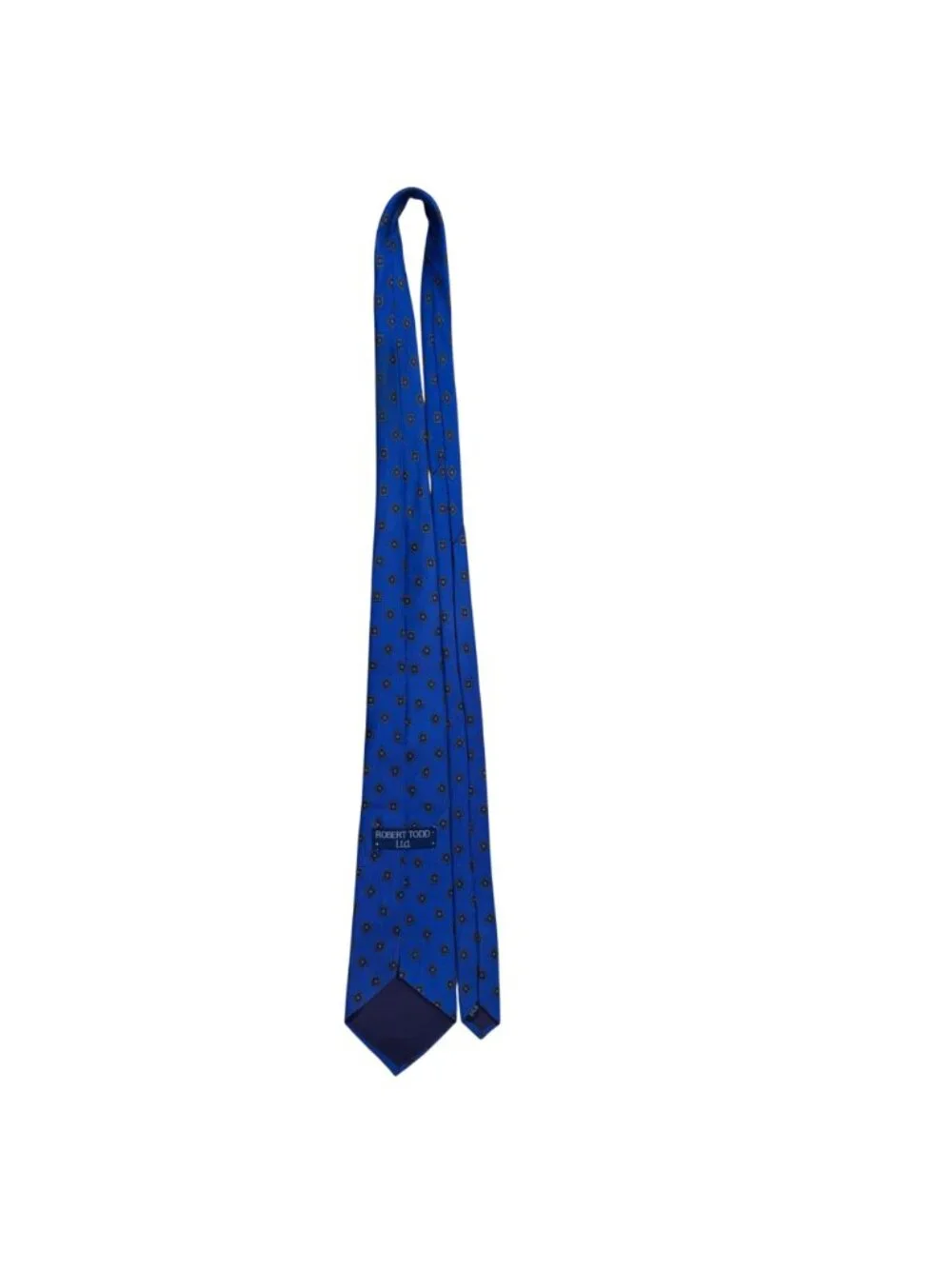 Robert Todd Ltd Mens Blue Silk Geometric Pattern Tie Classic Necktie